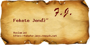 Fekete Jenő névjegykártya